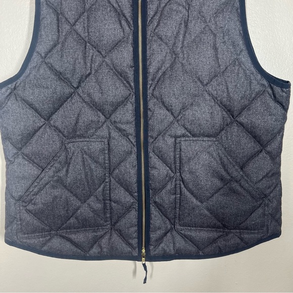 J. Crew Factory Textured Quilted Down Puffer Vest Gray Size XL Gold Zipper - Picture 3 of 8